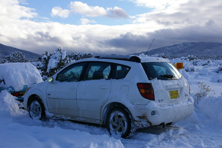 Pontiac Vibe in snow