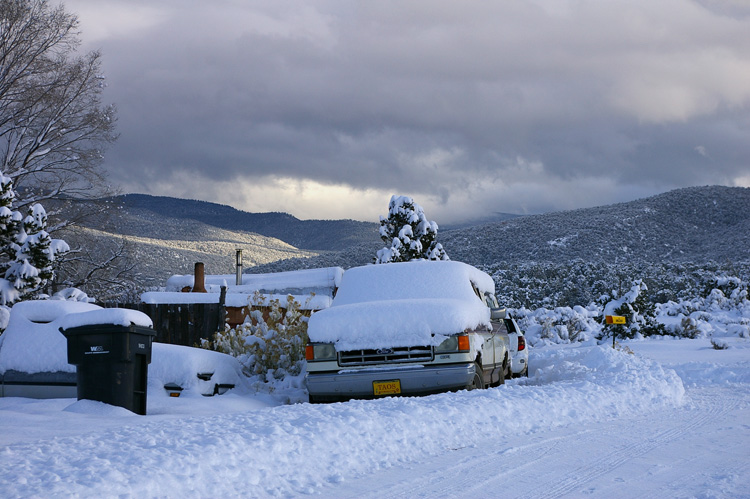 snowy neighborhood