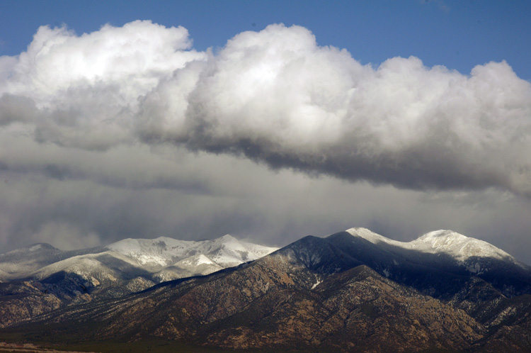 Taos Mountain and snow clouds