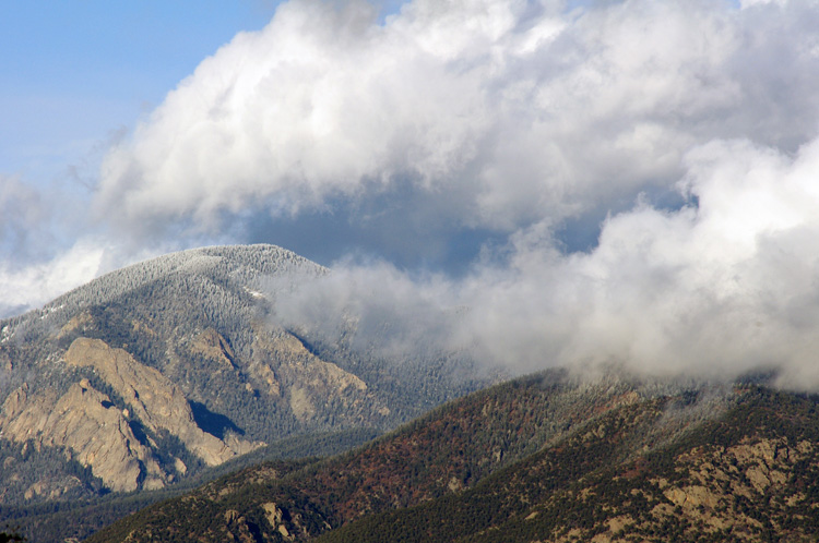 Clouds on the mountains in Taos