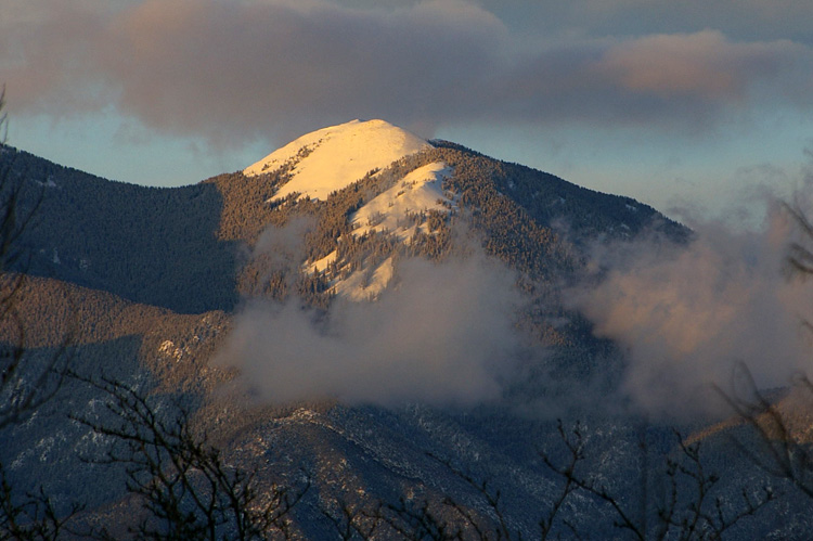 Taos Mountain summit at sunset