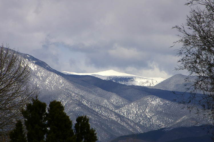 Old Mike Peak with clouds, Taos, NM