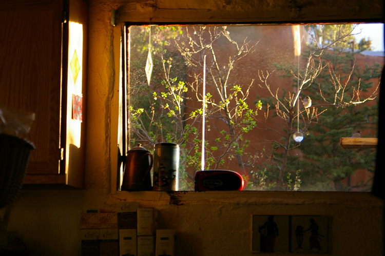 kitchen window in evening light