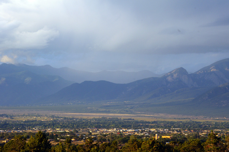 Raining in the mountains NNE of Taos, New Mexico